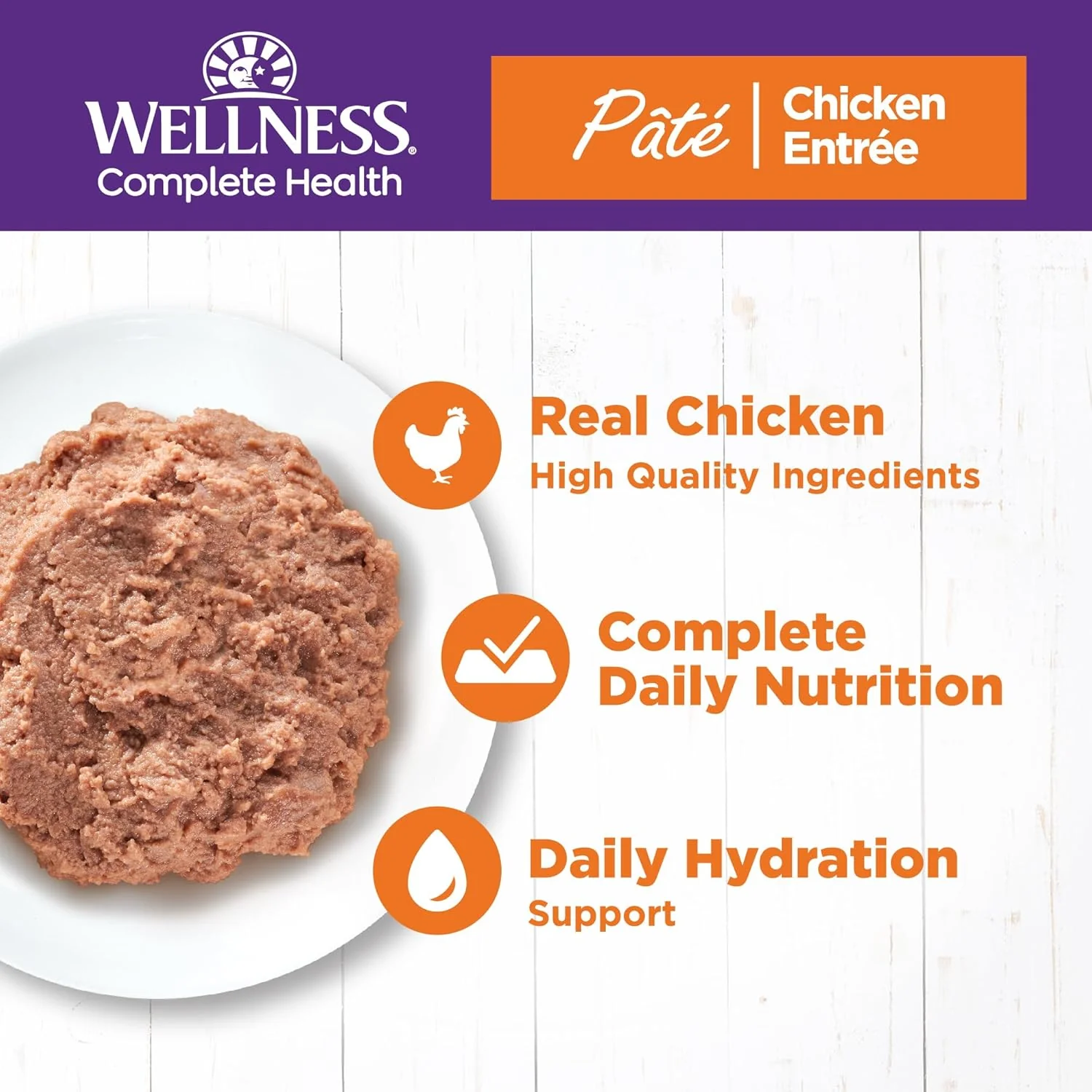 Wellness Complete Health Pate Adult Wet Cat Food, Natural, Protein-Rich, Grain Free(Chicken) - Image 3