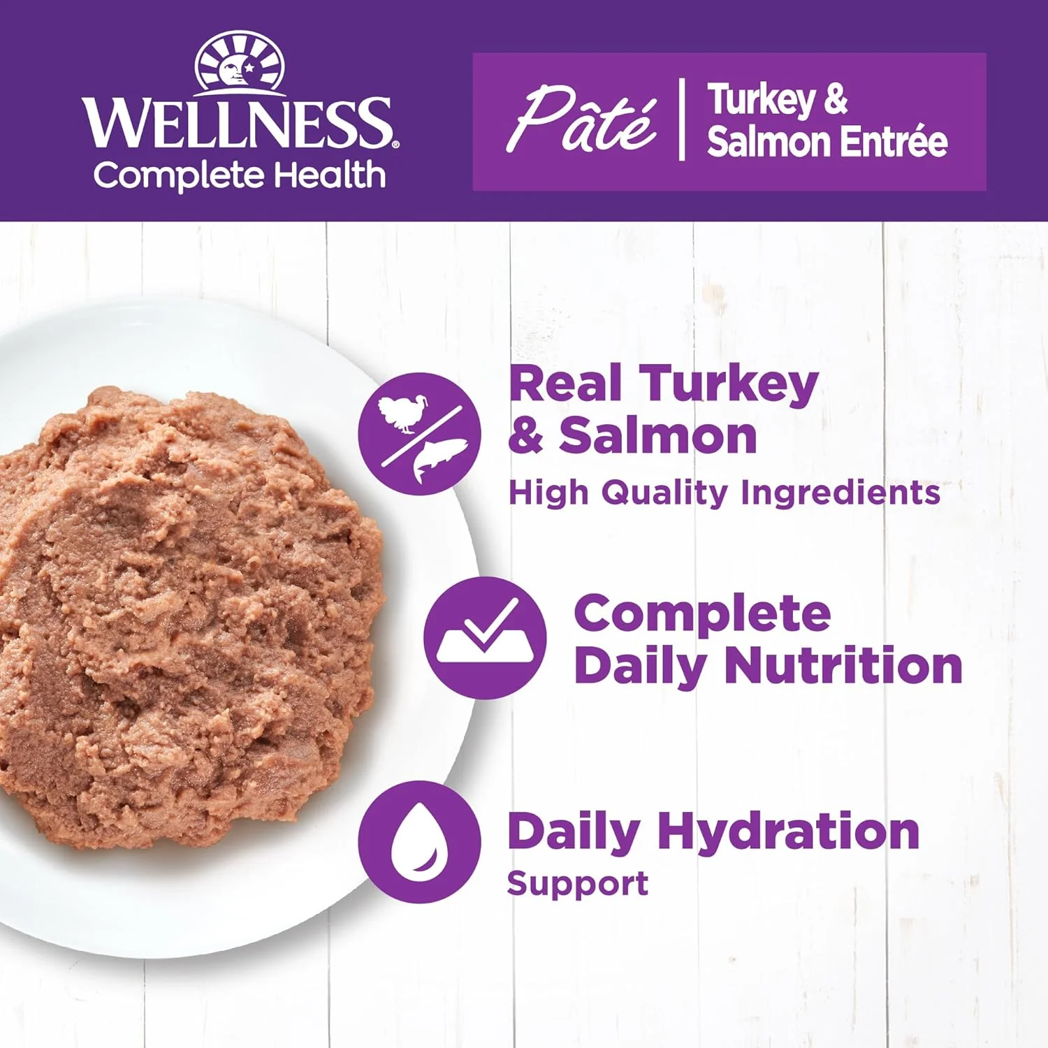 Wellness Complete Health Pate Adult Wet Cat Food, Natural, Protein-Rich, Grain Free(Turkey & Salmon) - Image 3