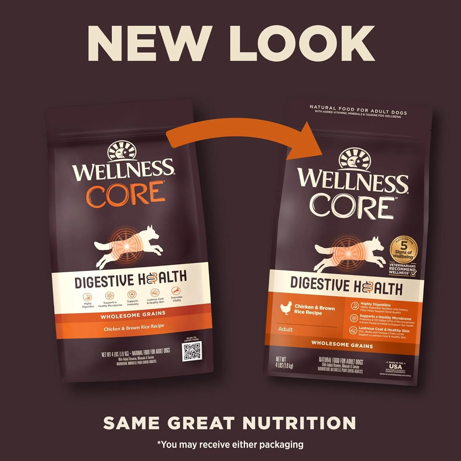 Wellness CORE Digestive Health Dry Dog Food with Wholesome Grains, Highly Digestible, for Dogs with Sensitive Stomachs, Made in USA with Real Chicken - Image 7