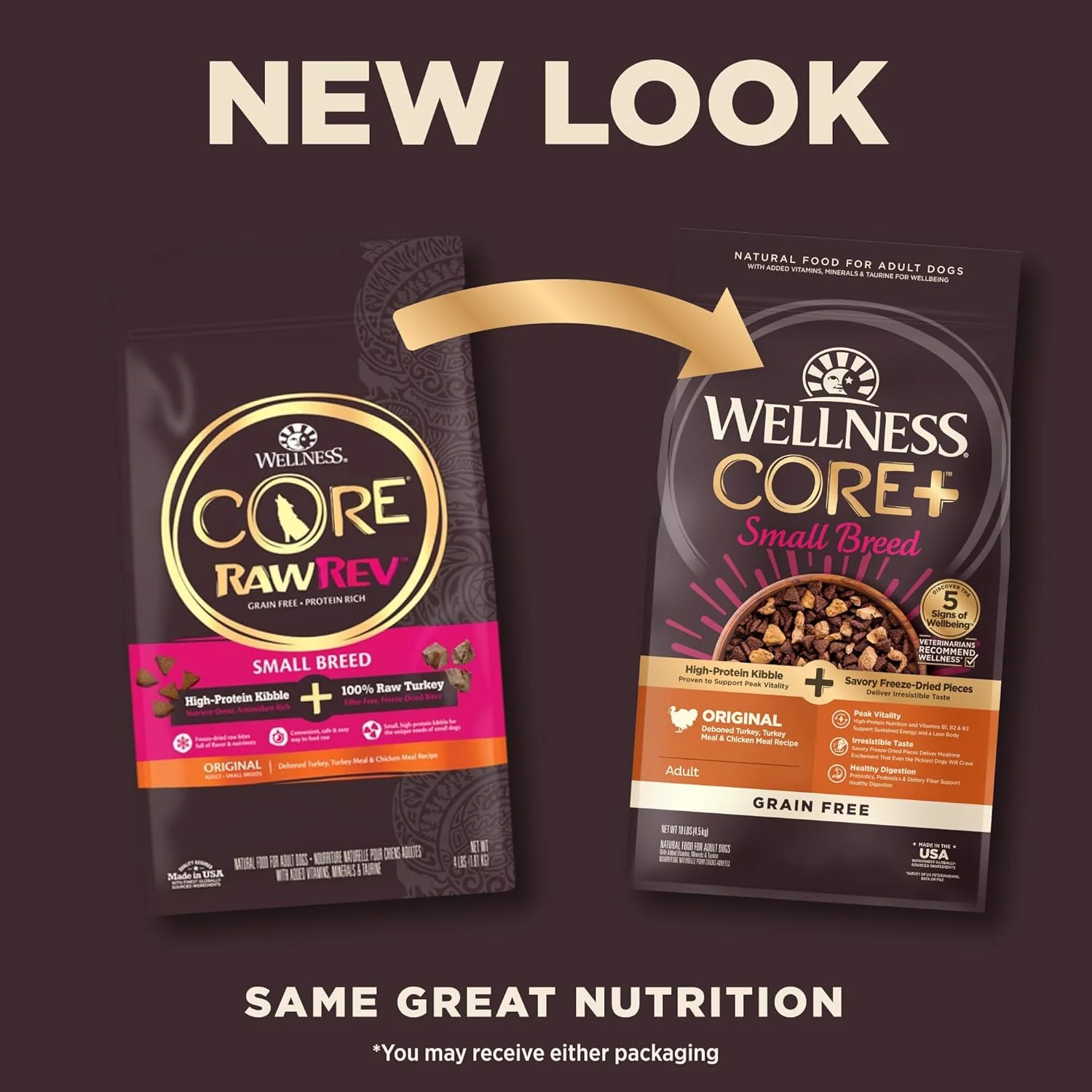 Wellness CORE+ (Formerly RawRev) Natural Grain Free Small Breed Dry Dog Food, Original Turkey & Chicken with Freeze Dried Turkey - Image 3