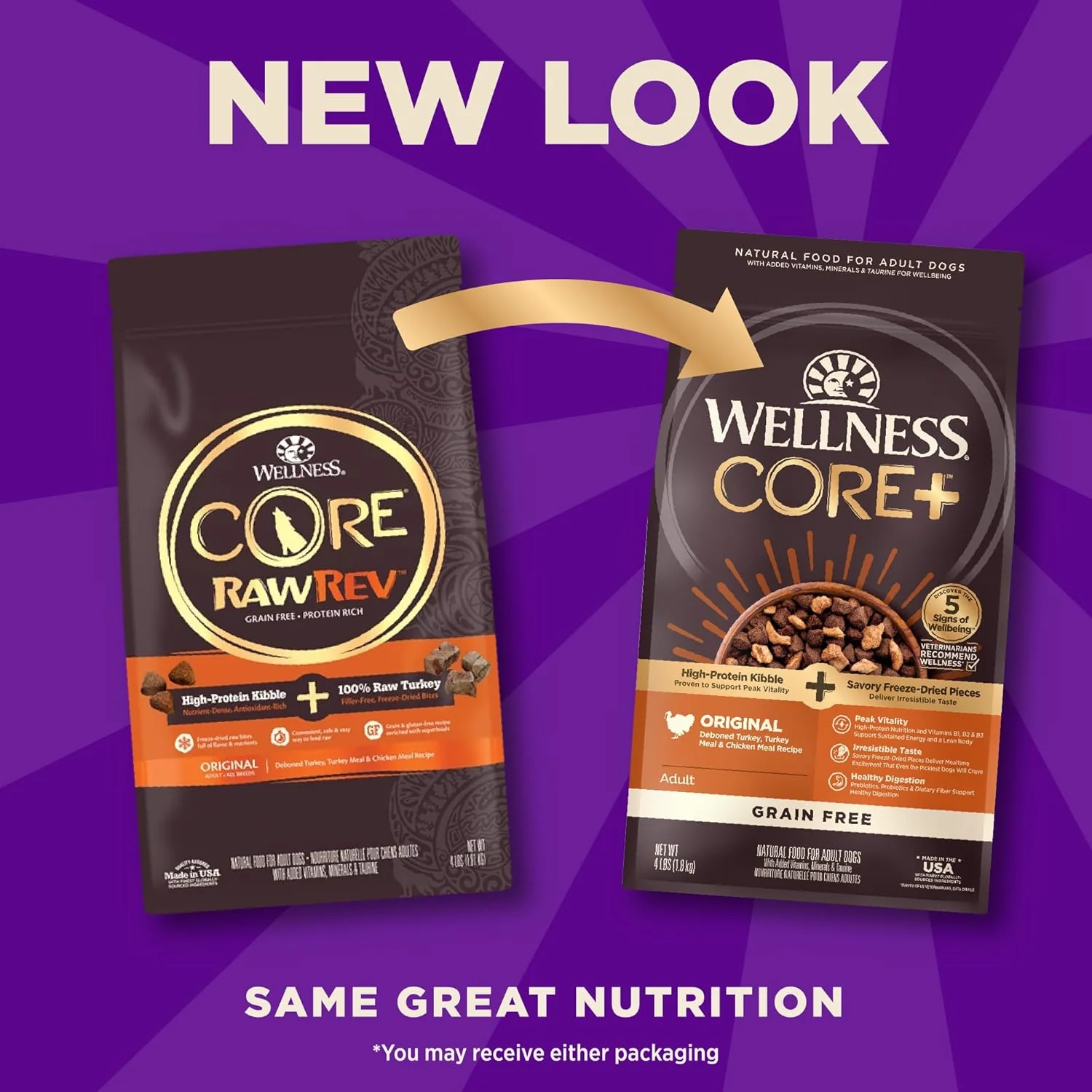 Wellness CORE+ (Formerly RawRev) Natural Grain Free Dry Dog Food, Original Turkey & Chicken with Freeze Dried Turkey - Image 3