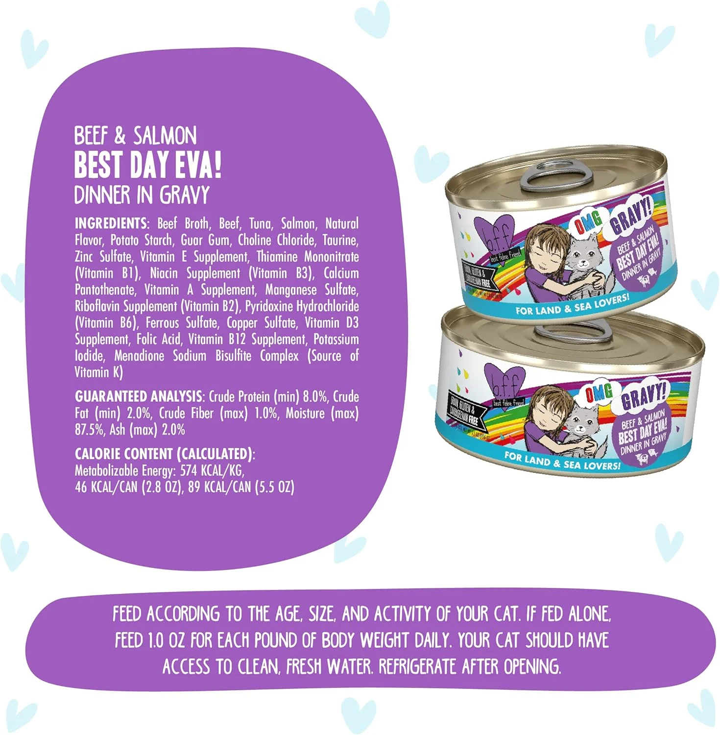 Weruva B.F.F. OMG - Best Feline Friend Oh My Gravy!, Best Day Eva! with Beef & Salmon in Gravy Cat Food - Image 3