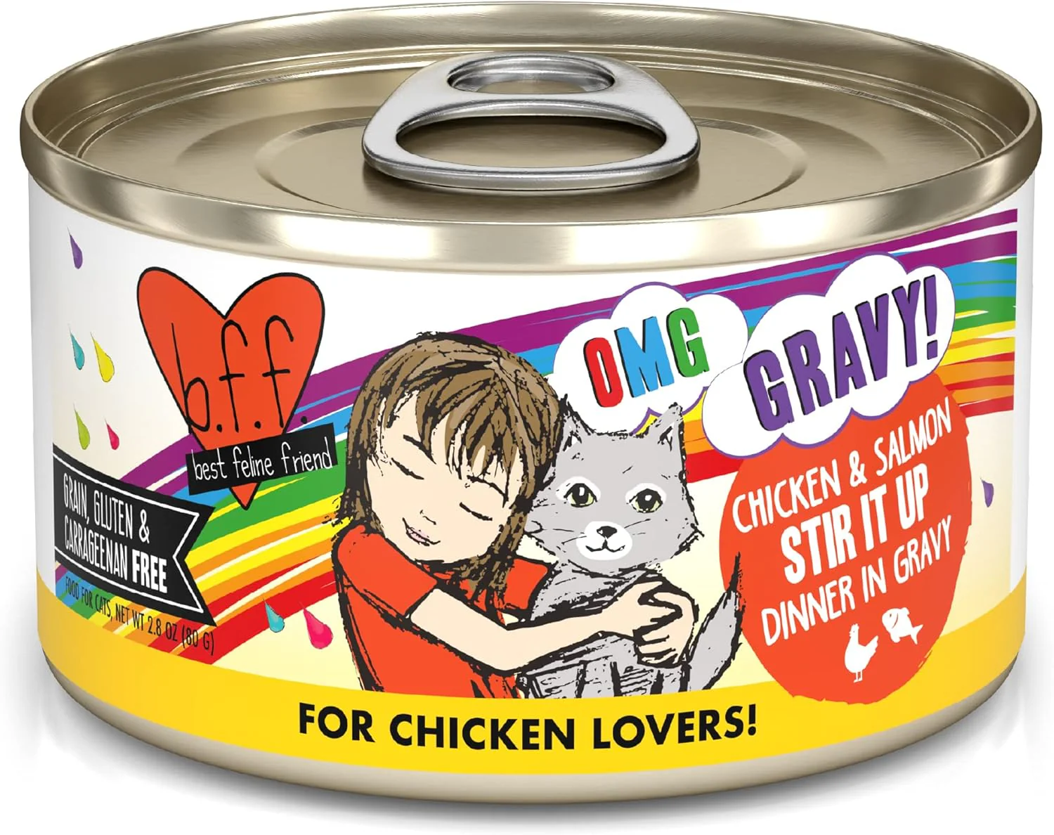 Weruva B.F.F. OMG - Best Feline Friend Oh My Gravy!, Chicken & Salmon Stir It Up with Chicken & Salmon in Gravy