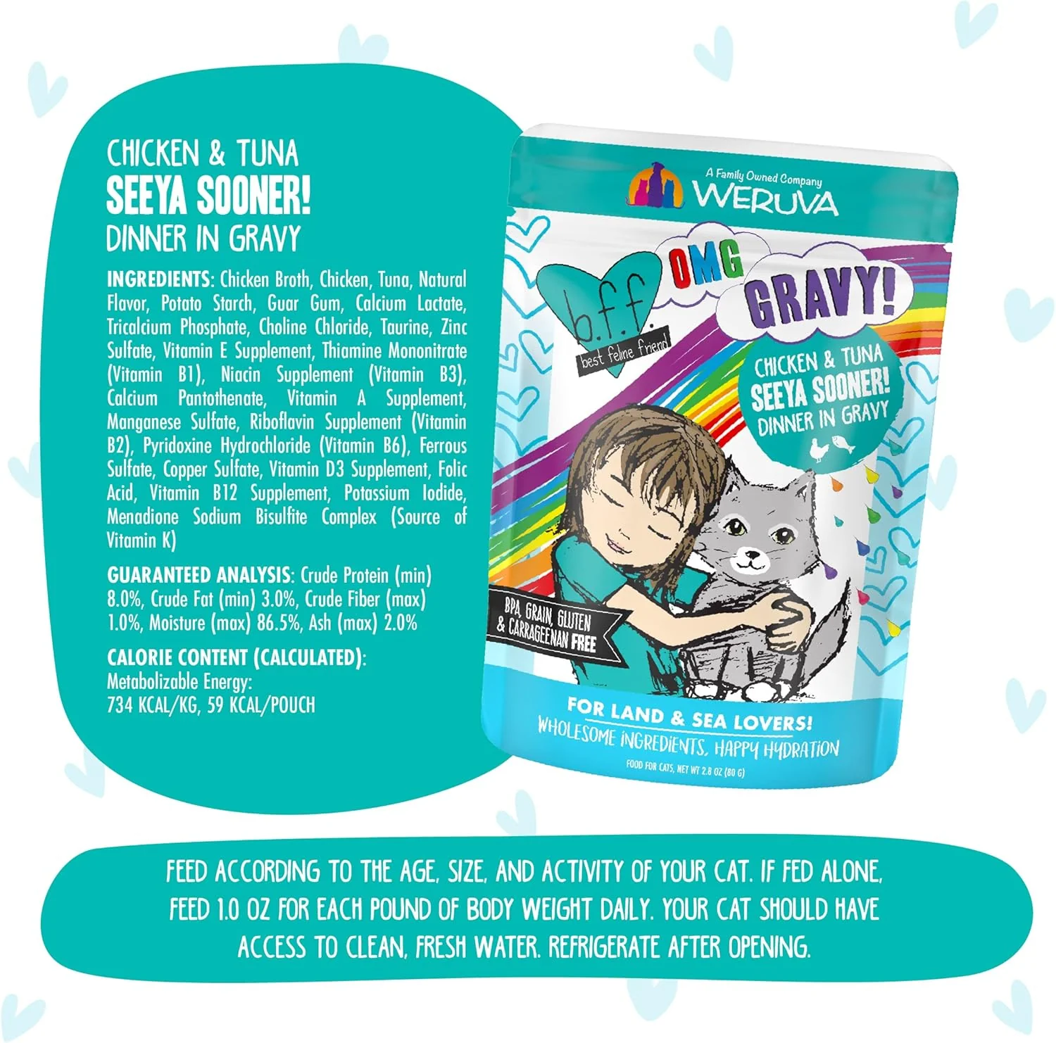 Weruva B.F.F. OMG - Best Feline Friend Oh My Gravy!, Seeya Sooner! with Chicken & Tuna in Gravy Cat Food - Image 5