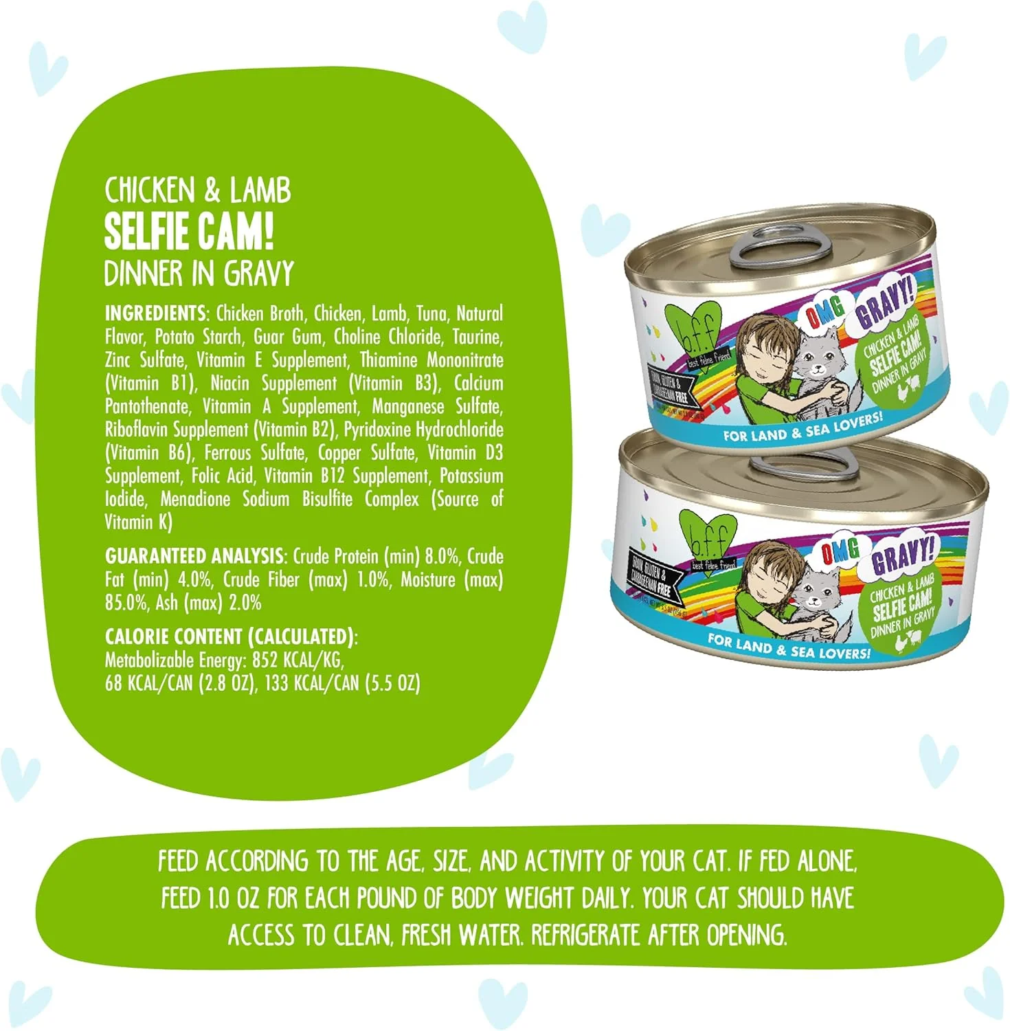 Weruva B.F.F. OMG - Best Feline Friend Oh My Gravy!, Selfie Cam! with Chicken & Lamb in Gravy Cat Food (Pack of 8) - Image 3