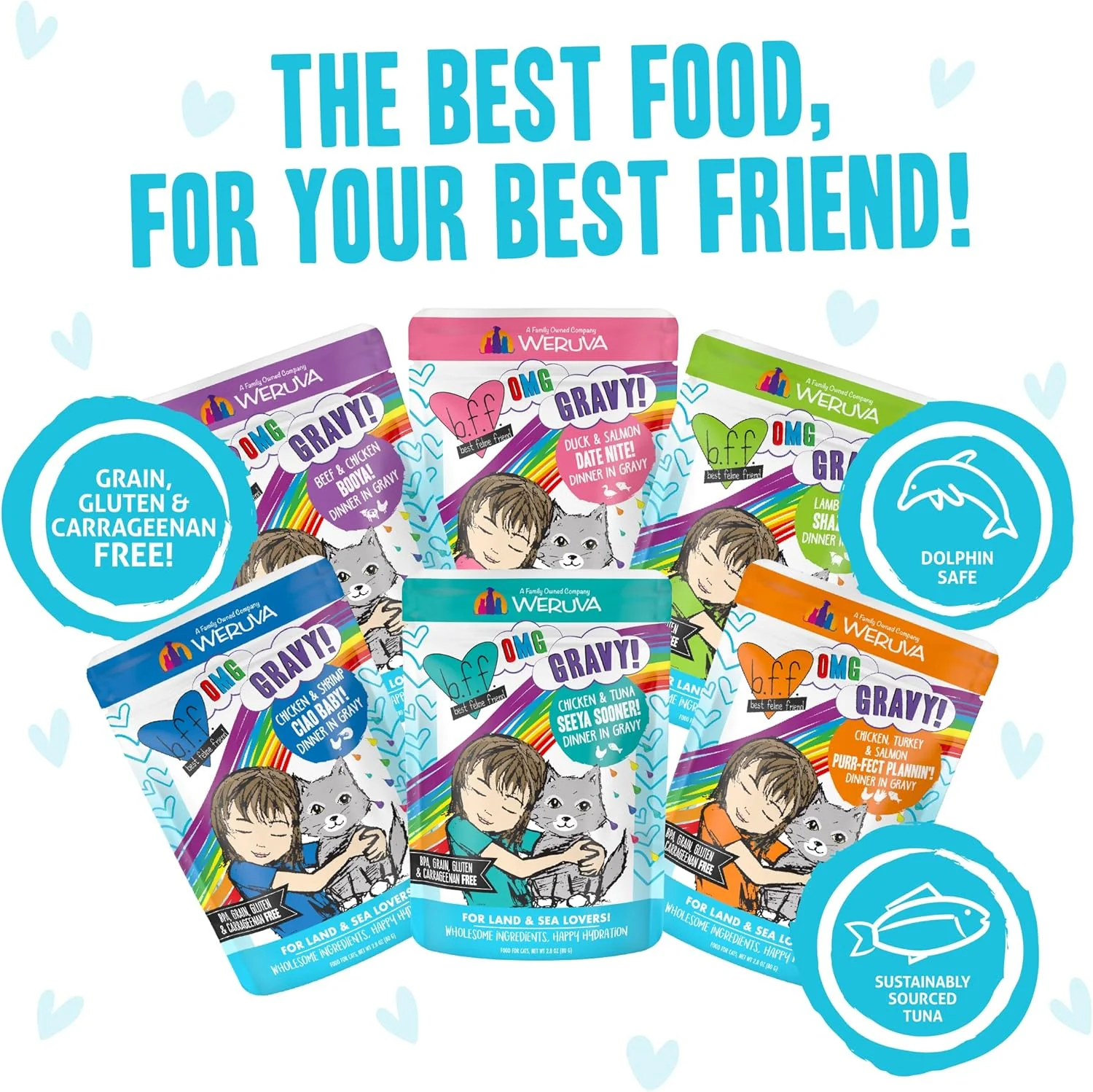 Weruva B.F.F. OMG - Best Feline Friend Oh My Gravy!, Variety Pack, Potluck O' Pouches, Wet Cat Food - Image 7