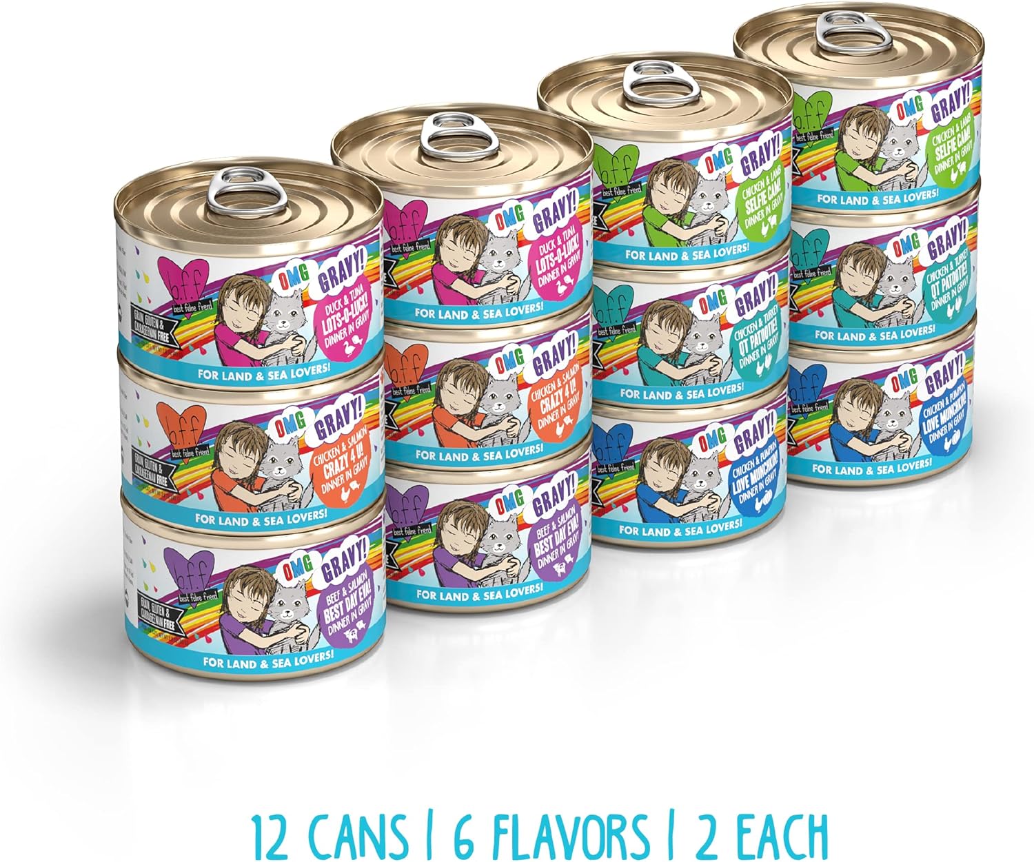 Weruva B.F.F. OMG - Best Feline Friend Oh My Gravy!, Variety Pack, Rainbow Road, Wet Cat Food by - Image 2
