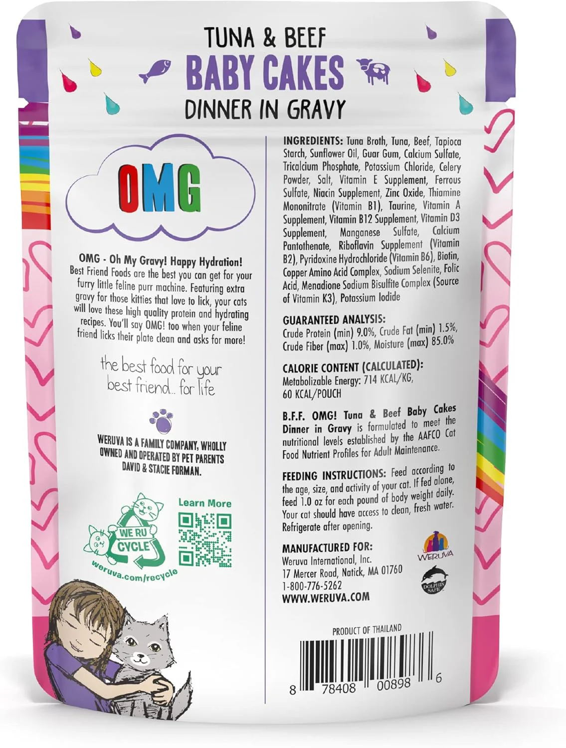 Weruva B.F.OMG - Best Feline Friend Oh My Gravy!, Tuna & Beef Baby Cakes with Tuna & Beef in Gravy Cat Food - Image 2