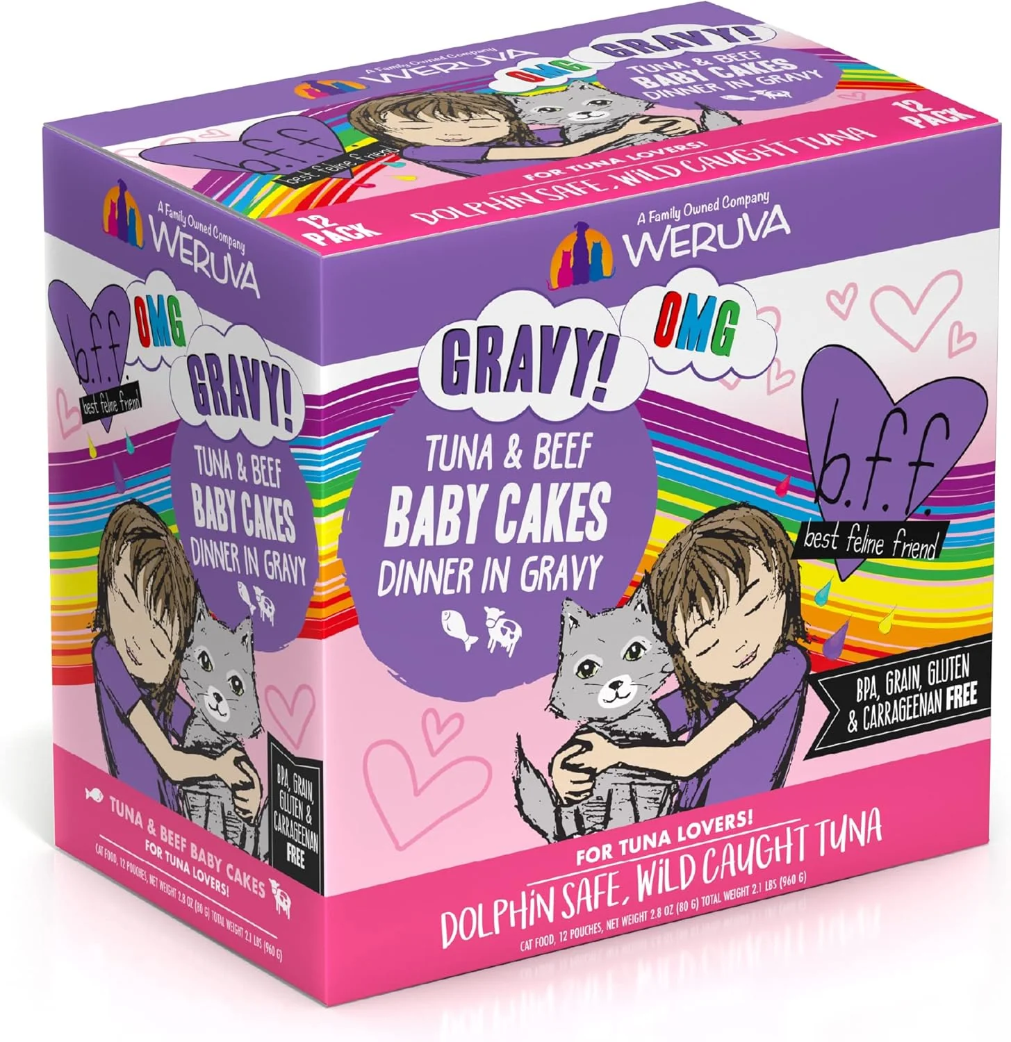 Weruva B.F.OMG - Best Feline Friend Oh My Gravy!, Tuna & Beef Baby Cakes with Tuna & Beef in Gravy Cat Food - Image 3