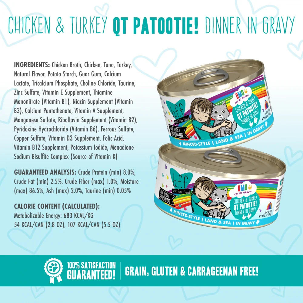 Weruva BFF Oh My Gravy QT Patootie Grain Free Chicken & Turkey in Gravy Canned Cat Food - Image 4