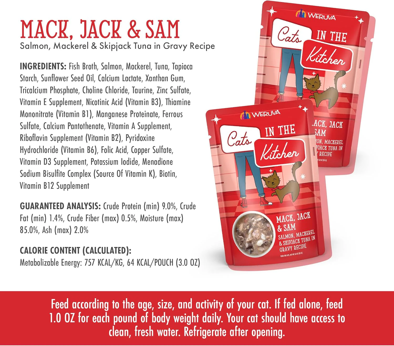Weruva Cats in The Kitchen Mack, Jack & Sam with Mackerel, Skipjack & Salmon in Gravy Cat Food - Image 8
