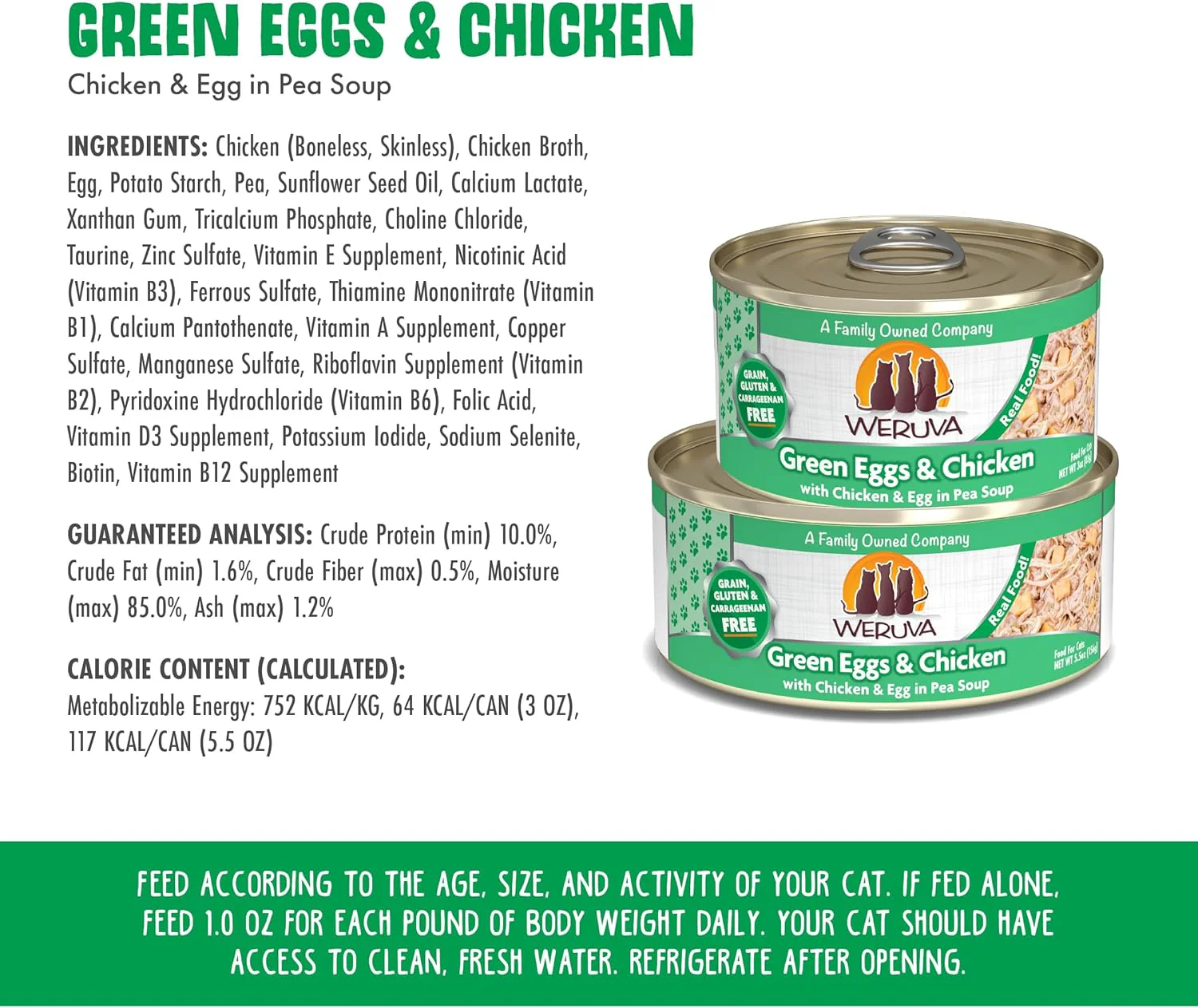 Weruva Classic Cat Food, Green Eggs & Chicken with Chicken Breast & Egg in Pea Soup (Pack of 24) - Image 5