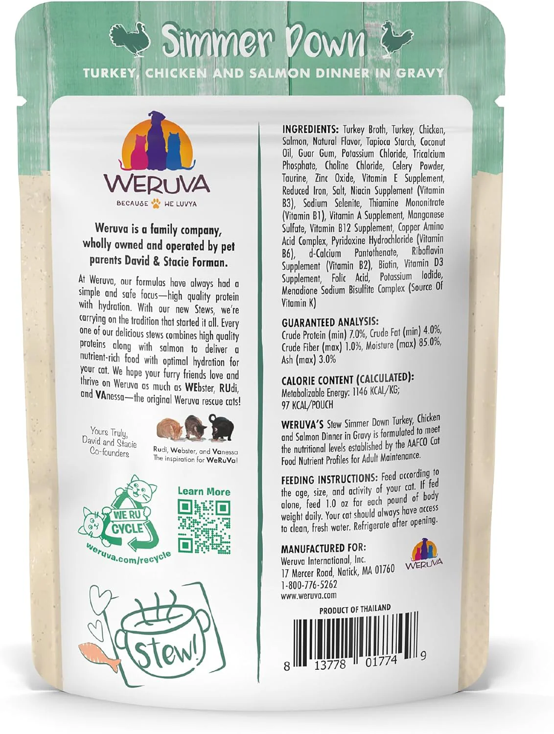 Weruva Classic Cat Stews!, Simmer Down with Turkey, Chicken & Salmon in Gravy (Pack of 12) - Image 2