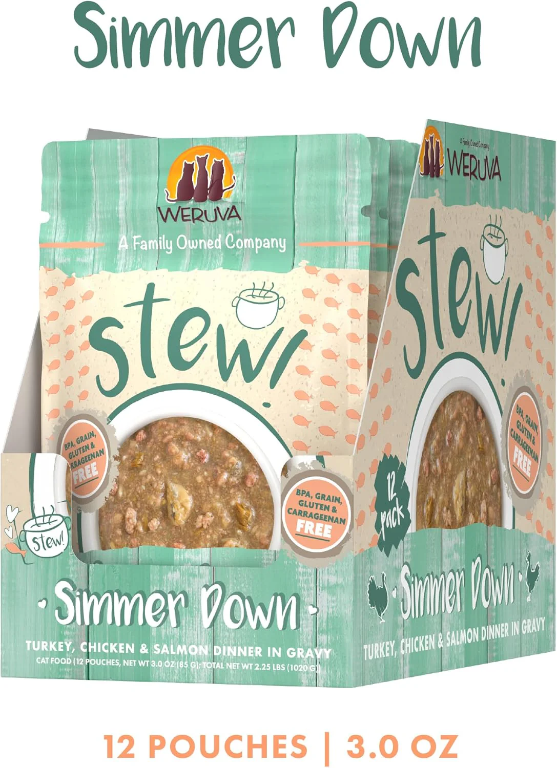 Weruva Classic Cat Stews!, Simmer Down with Turkey, Chicken & Salmon in Gravy (Pack of 12) - Image 3