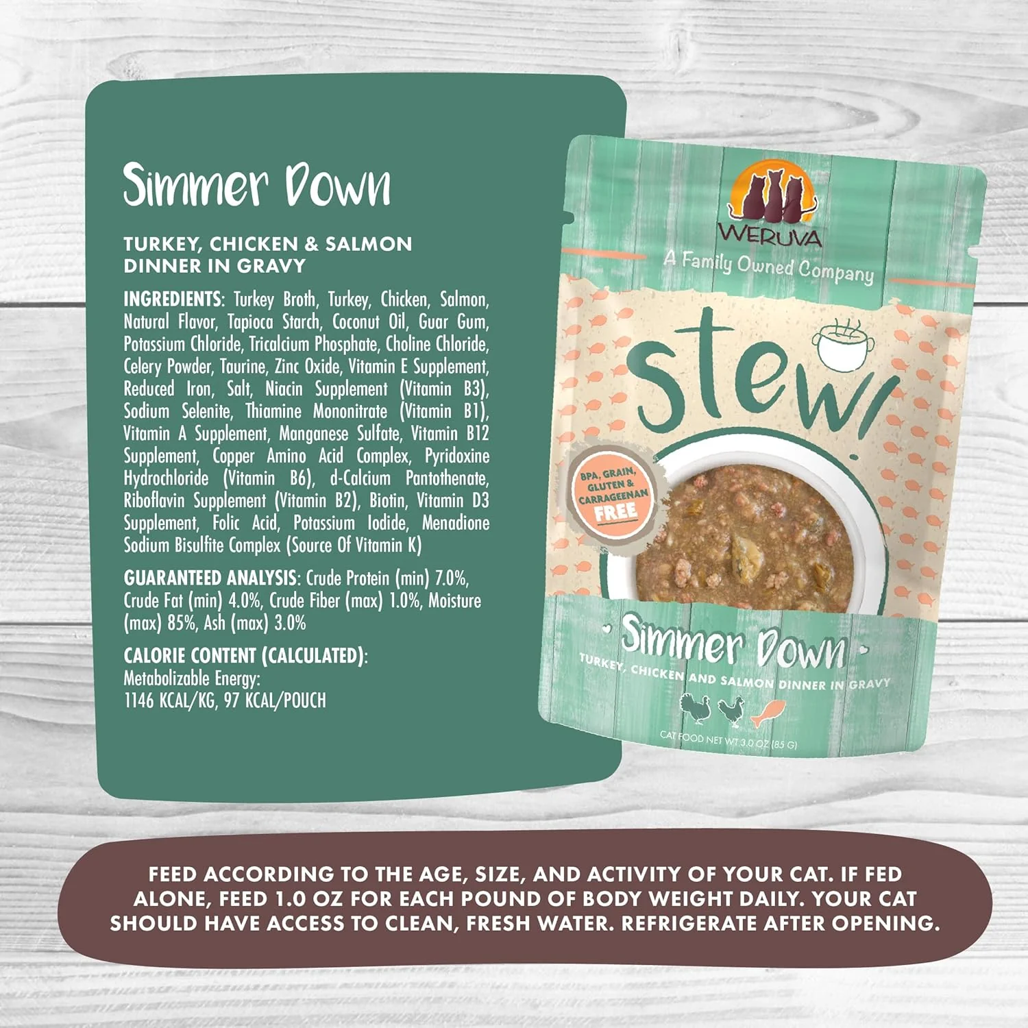 Weruva Classic Cat Stews!, Simmer Down with Turkey, Chicken & Salmon in Gravy (Pack of 12) - Image 4