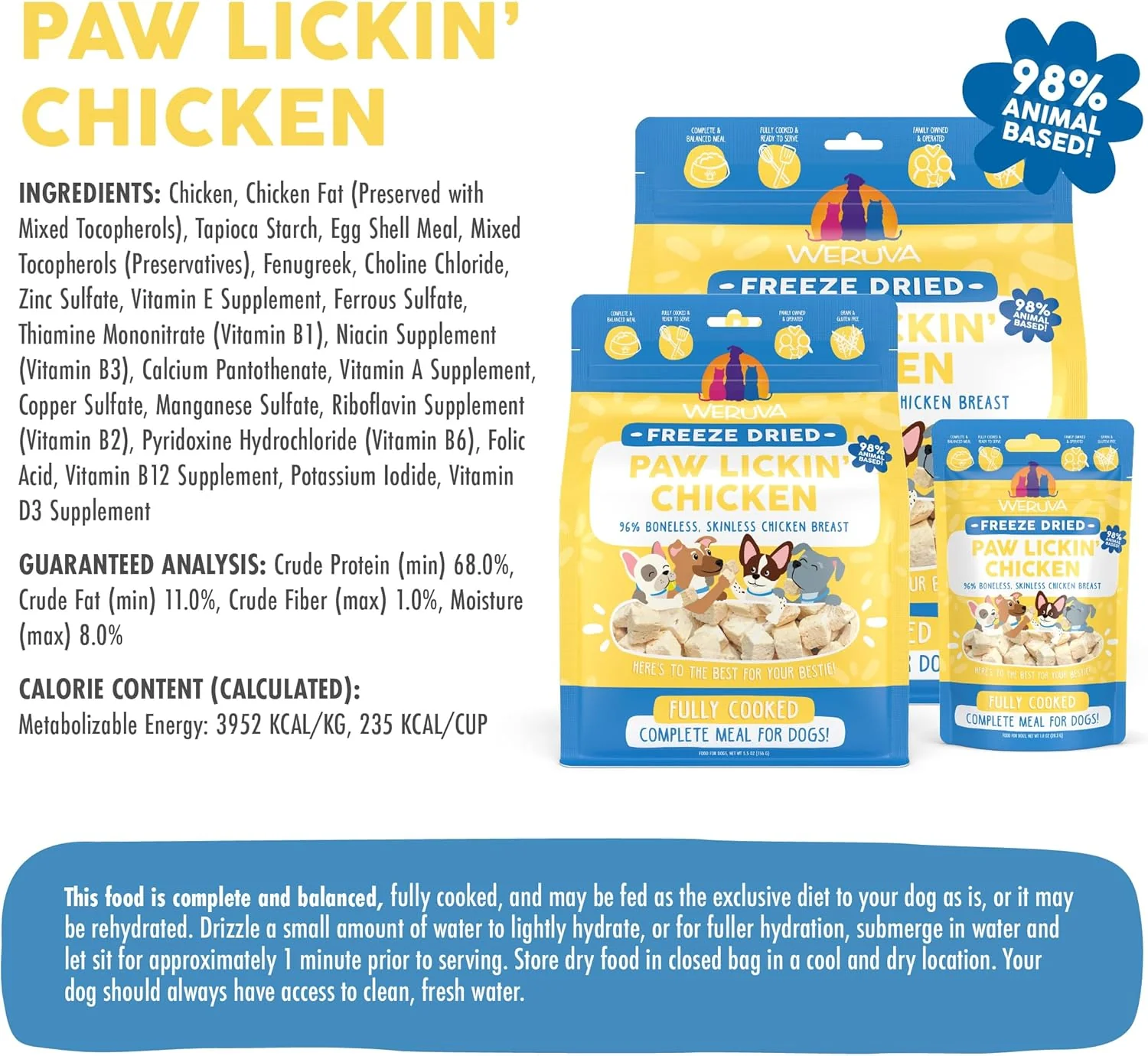 Weruva Dog Freeze Dried, Paw Lickin' Chicken with Chicken Breast, 13oz Bag - Image 4