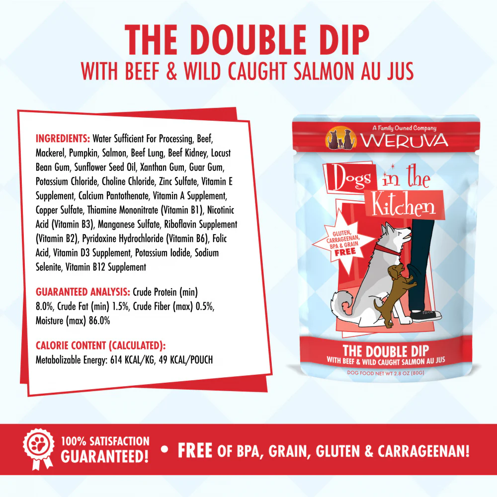 Weruva Dogs in the Kitchen The Double Dip Grain Free Beef & Salmon Dog Food Pouches - Image 3