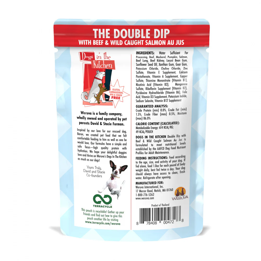 Weruva Dogs in the Kitchen The Double Dip Grain Free Beef & Salmon Dog Food Pouches - Image 7