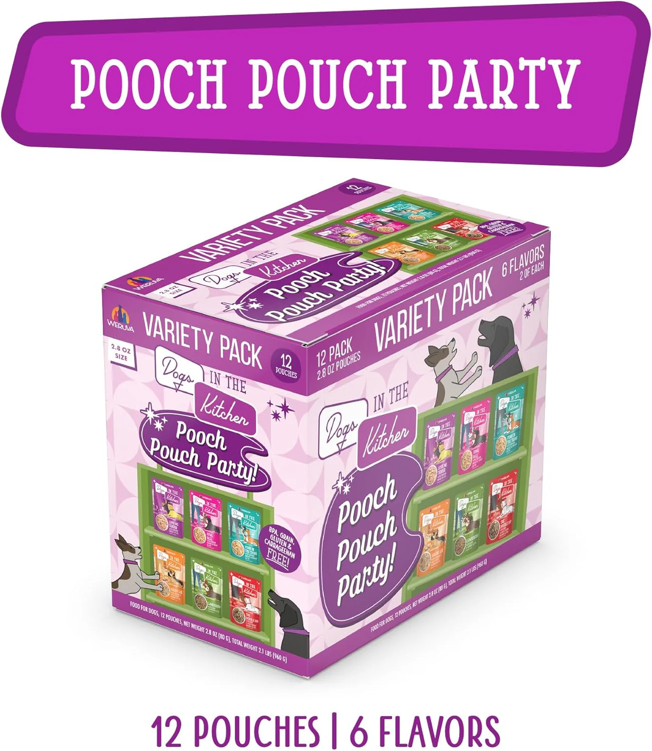 Weruva Dogs in The Kitchen, Variety Pack, Pooch Pouch Party!, Wet Dog Food 2.8-oz Pouch(Pack of 12) - Image 3