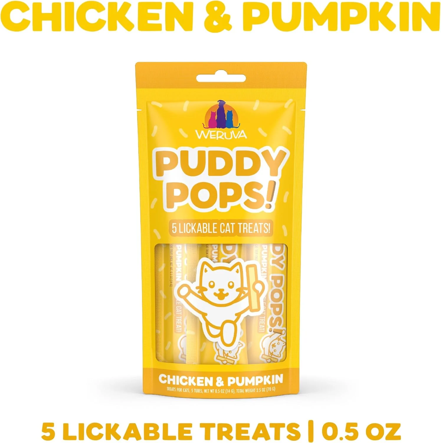 Weruva Puddy Pops, Chicken and Pumpkin Lickable Cat Treats 0.5oz Tube, Pack of 5 - Image 2
