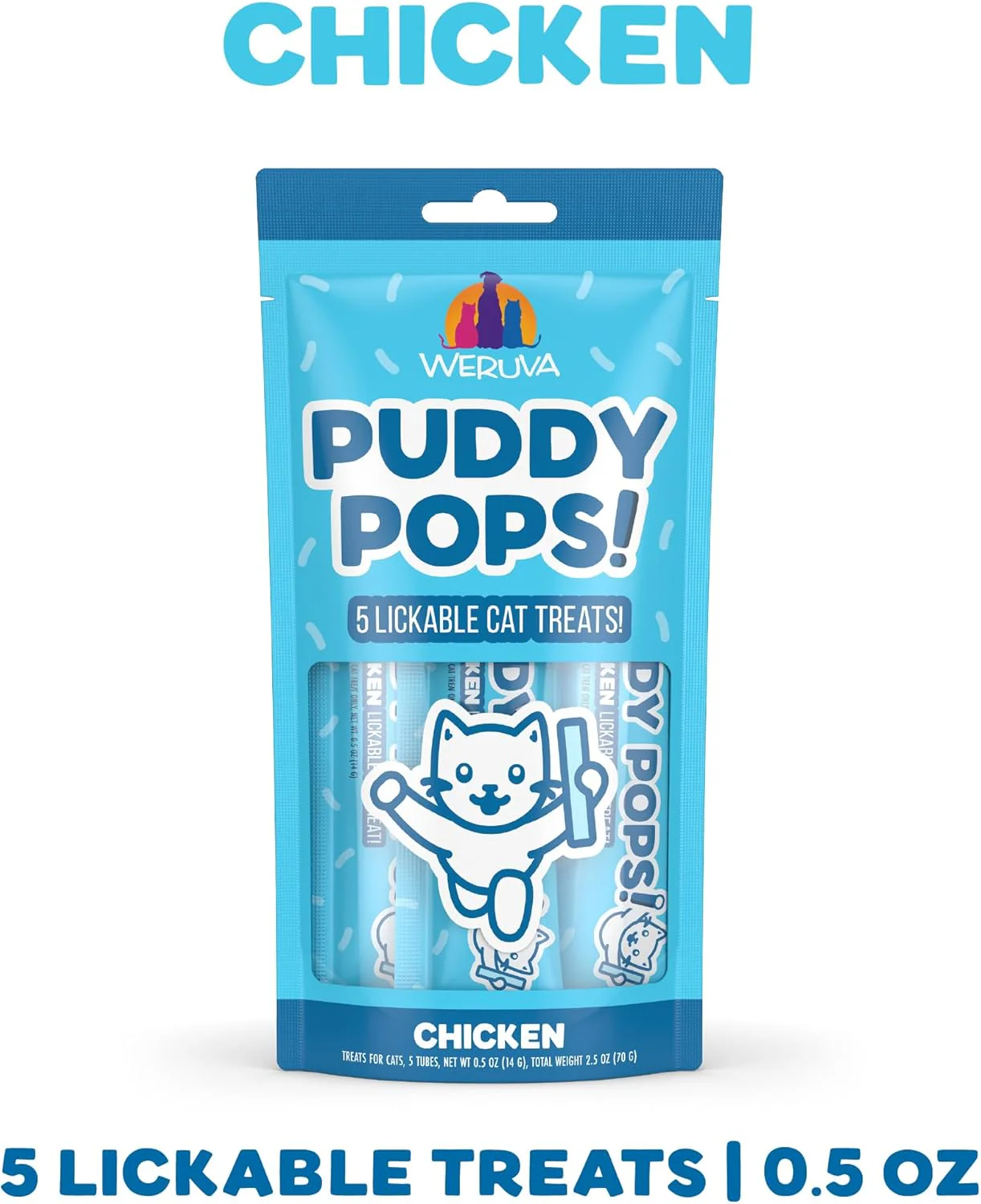Weruva Puddy Pops, Chicken Lickable Cat Treats 0.5oz Tube, Pack of 5 - Image 2