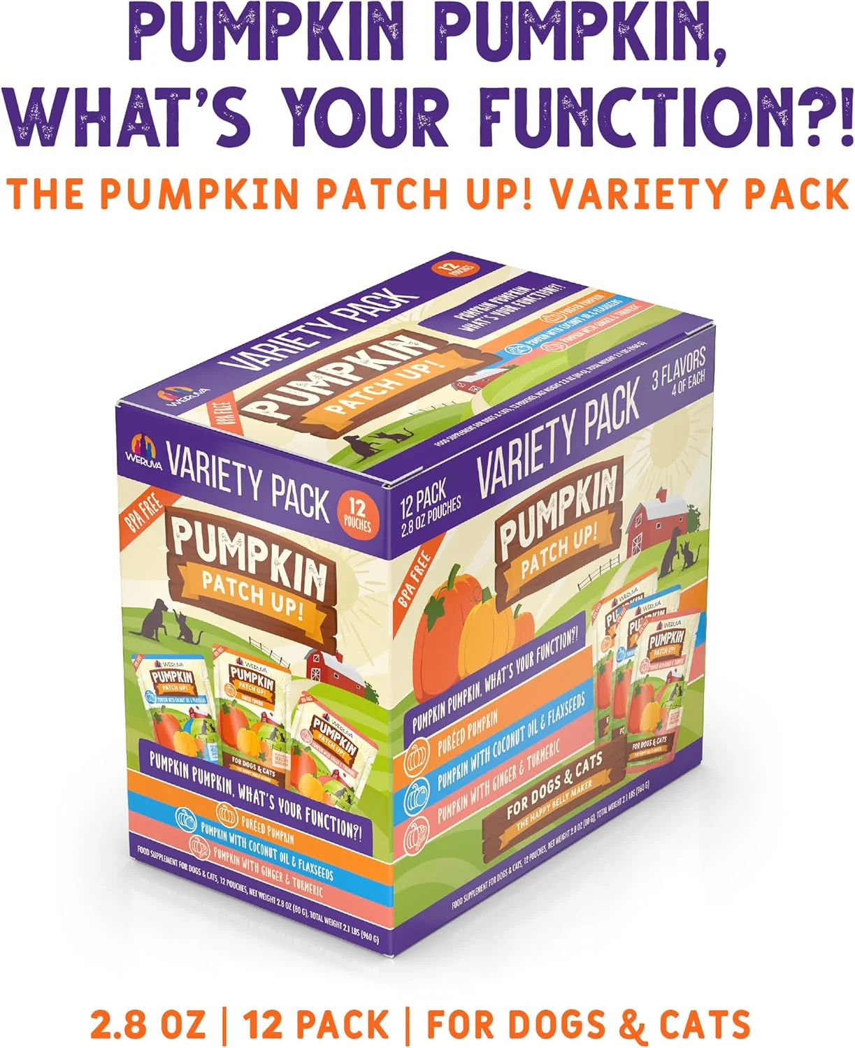 Weruva Pumpkin Patch Up! Pumpkin Pumpkin, What's Your Function? Variety Pack for Dogs & Cats,  Pouch (Pack of 12) - Image 2