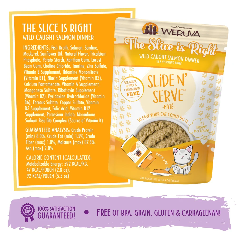 Weruva Wet Cat Food, The Slice is Right with Wild Caught Salmon Pate, Slide N Serve Pouch (Pack of 12) - Image 3
