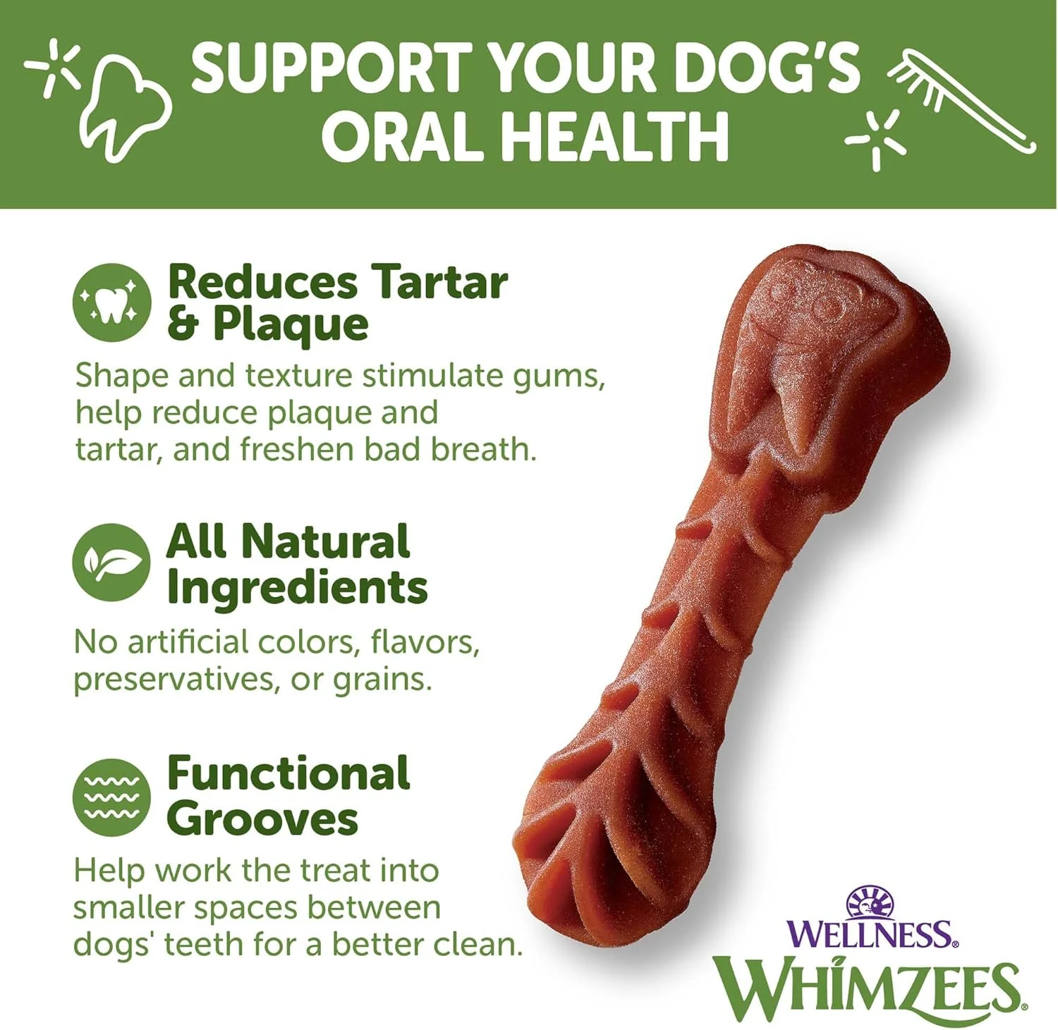 Whimzees Wellness Daily Brushzees Dog Dental Treats, Natural Chews, Small Size Stick - Image 5