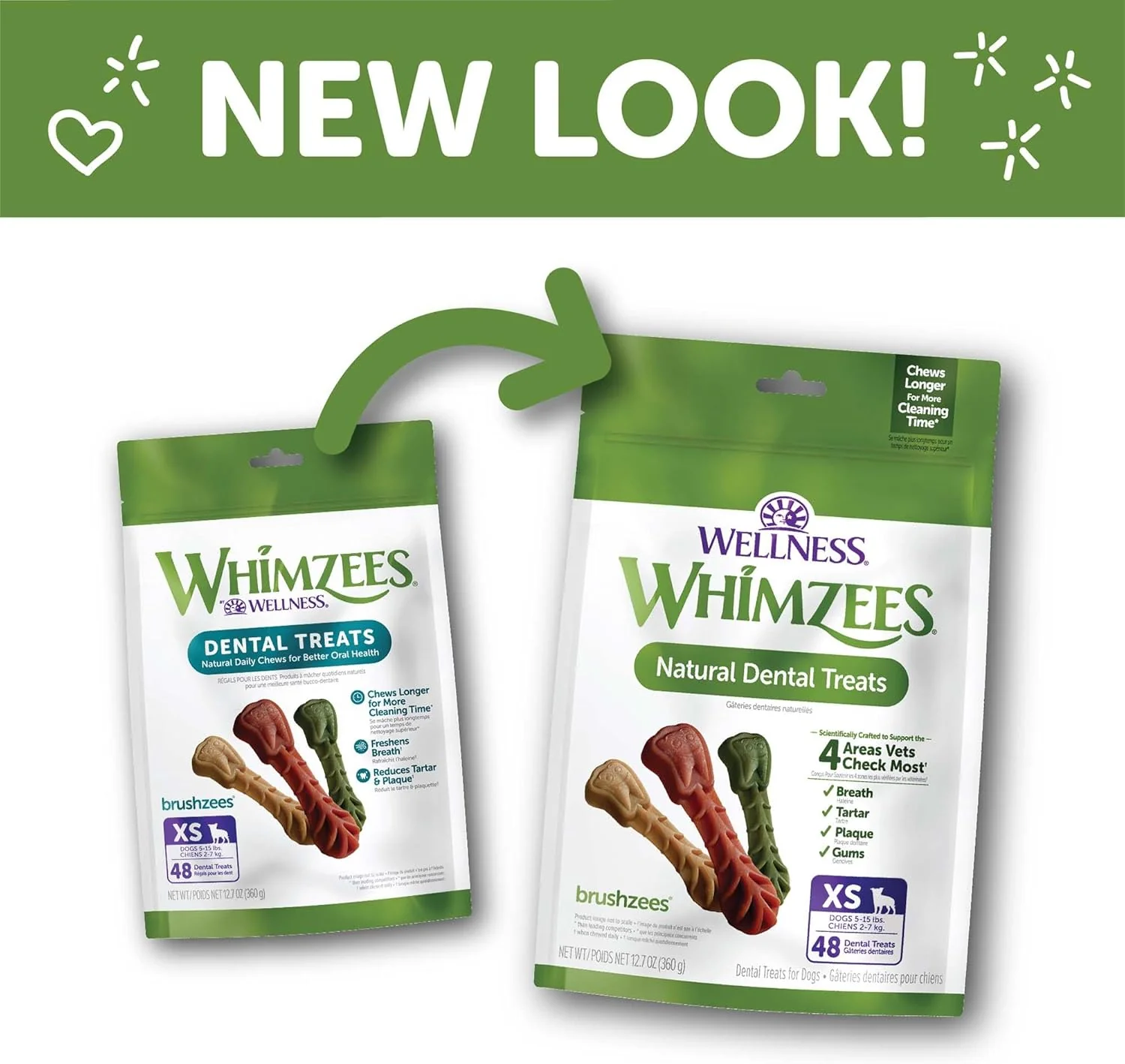 Wellness WHIMZEES Brushzees Dog Dental Treats, Natural Chews, Extra Small Size Stick - Image 3