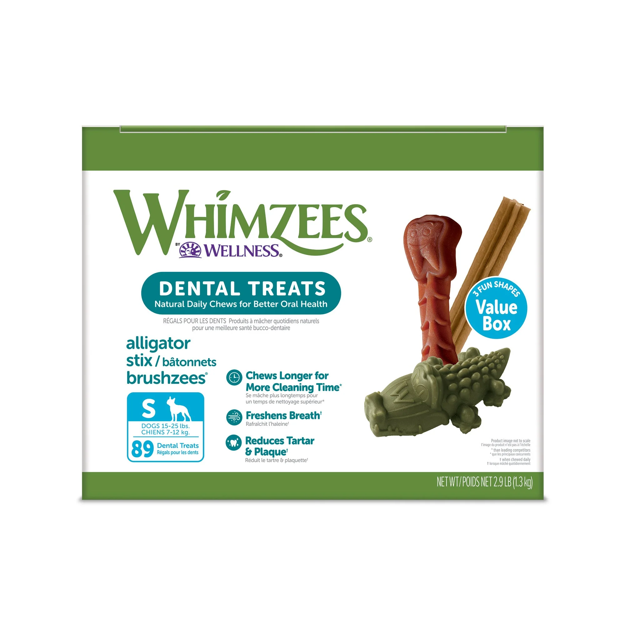 Wellness WHIMZEES Value Box Dog Dental Treats, Natural Chews, Small Size