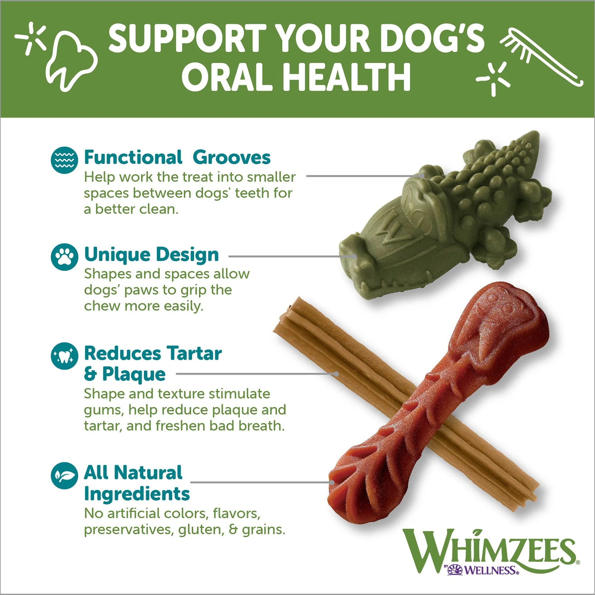 Whimzees Wellness Variety Pack Dog Dental Treats, Natural Chews, Small Size - Image 2