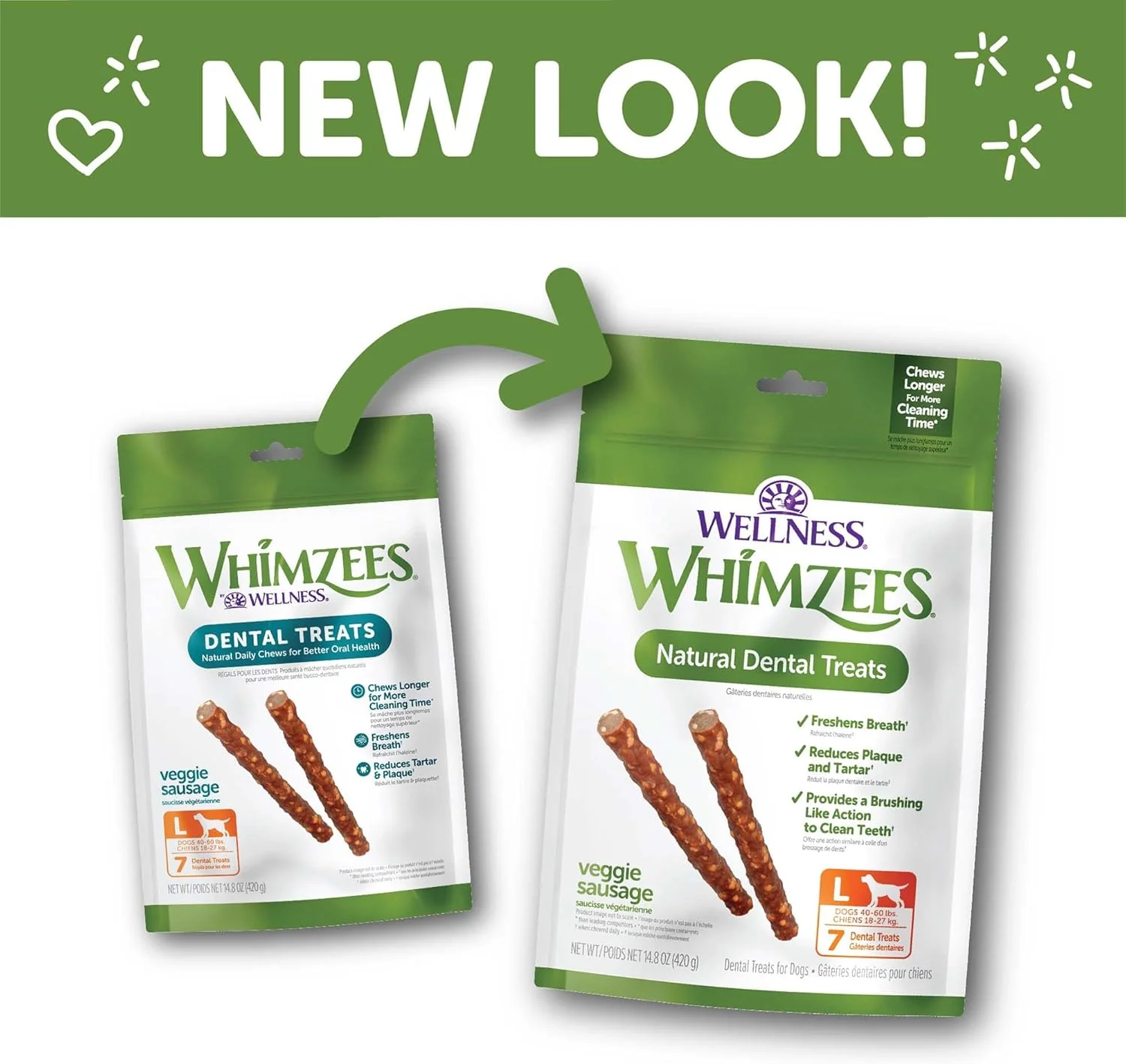 Wellness WHIMZEES Veggie Sausage Dog Dental Treats, Natural Chews, Large Size Stick - Image 3