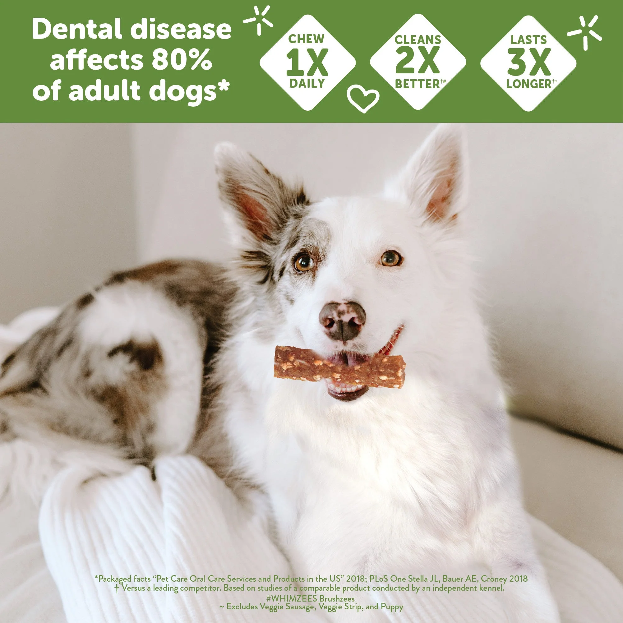 Wellness WHIMZEES Veggie Sausage Dog Dental Treats, Natural Chews, Medium Size Stick - Image 3