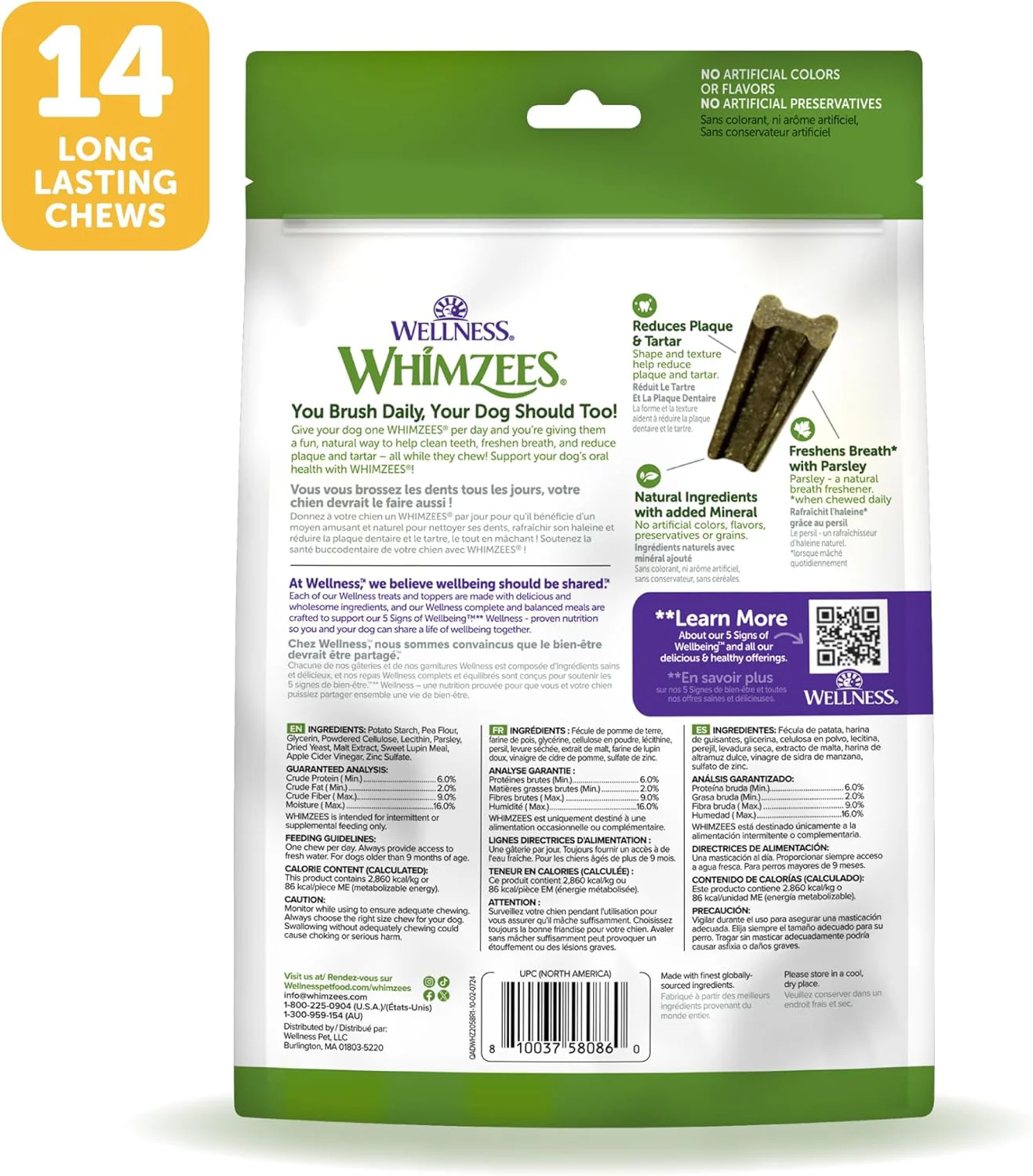 Whimzees Wellness Freshzees Dog Dental Treats, Natural Chews, Medium Size Stick - Image 2