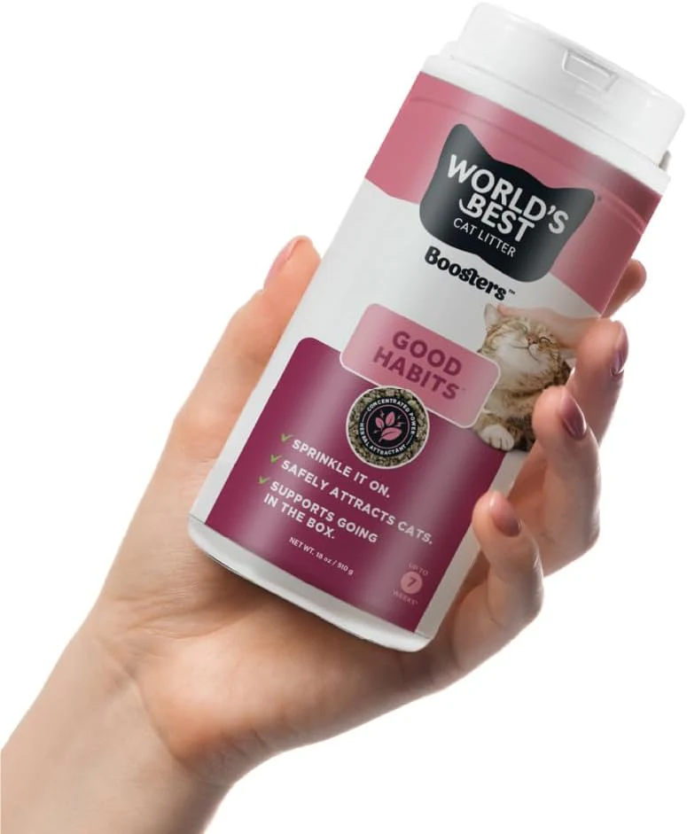 WORLD'S BEST CAT LITTER® Boosters™ Good Habits™ | Natural and Sustainable Cat Litter Additive | Attracts Your Cat to The Litter Box and Helps Avoid Accidents | Plant-Based Attractant | 18 oz Canister - Image 4