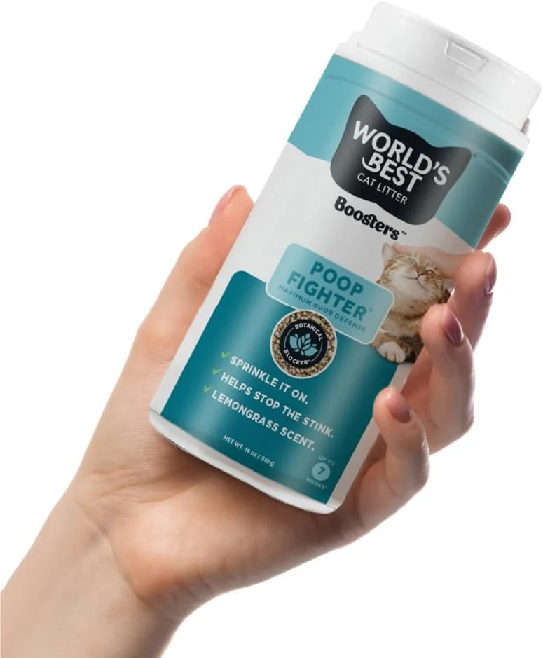 WORLD'S BEST CAT LITTER® Boosters™ Poop Fighter® | Natural and Sustainable Cat Litter Additive | Eliminates Poop, Urine, and Ammonia Odors | Botanical Blocker™ Technology | 18 oz Canister - Image 4