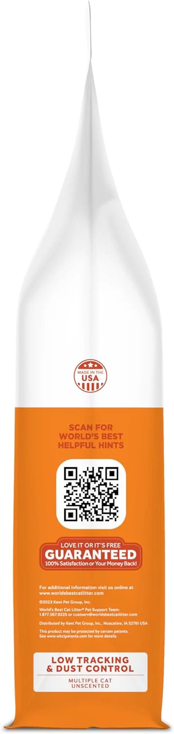 WORLD'S BEST CAT LITTER Low Tracking & Dust Control Multiple Cat Unscented 15-Pounds - Natural Ingredients, Quick Clumping, Flushable & Made in USA - Long-Lasting Odor Control & Easy Scooping - Image 7
