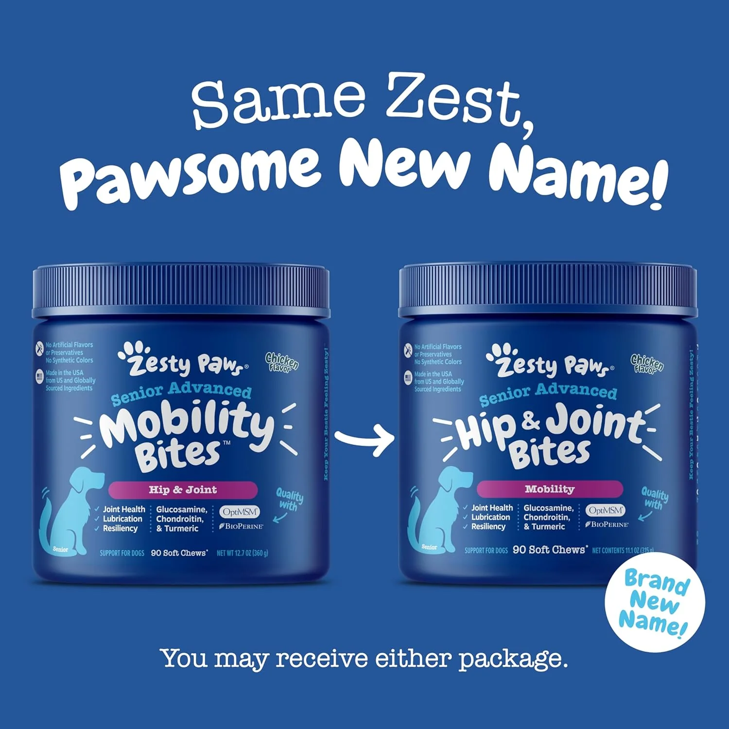Zesty Paws Mobility Bites Joint Supplement for Dogs - Soft Chews with Glucosamine for Dogs, Chondroitin, & MSM + Vitamins C and E - Adv Chicken - 90 Count - Image 7