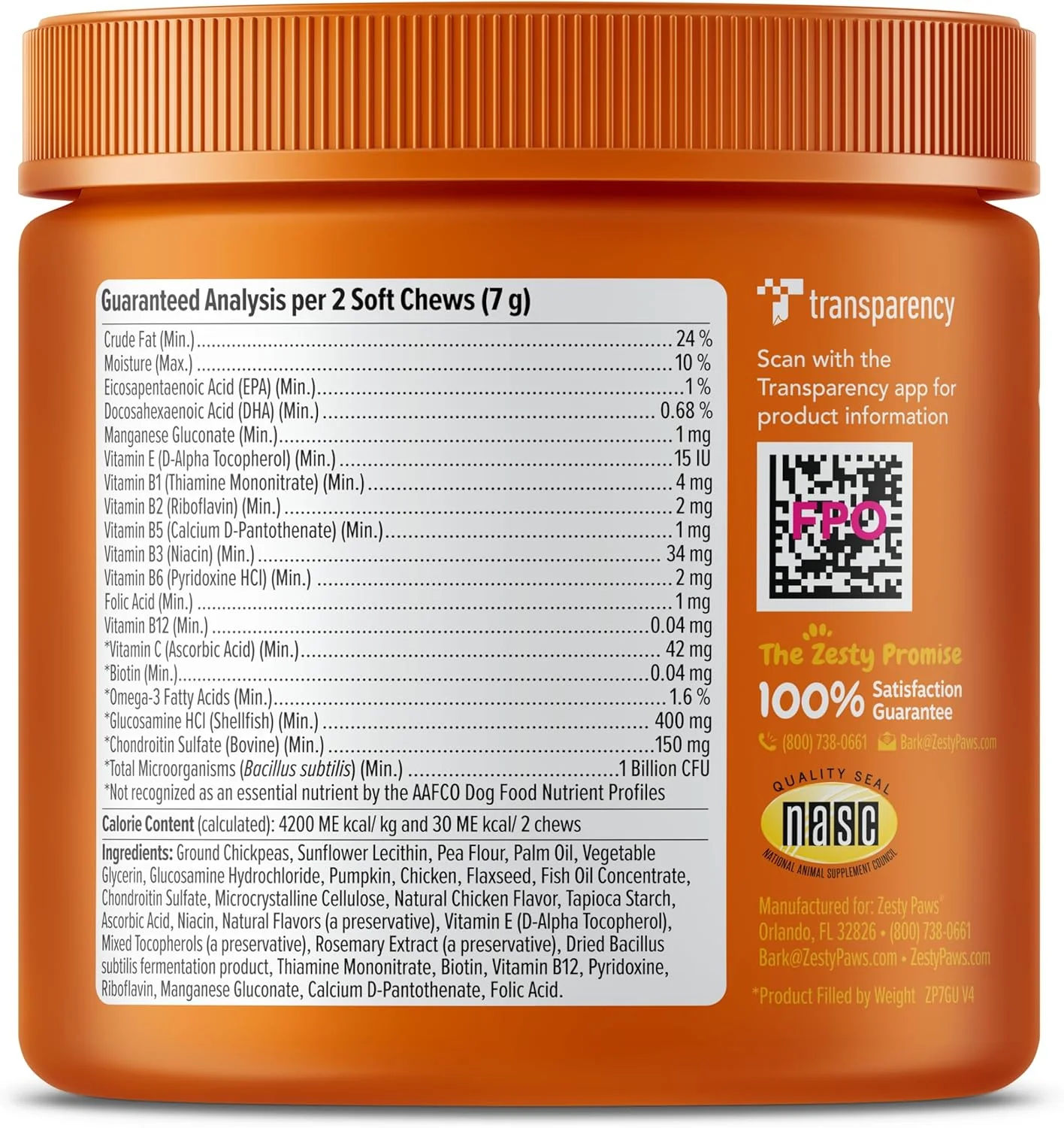Zesty Paws Multivitamin Treats for Dogs - Glucosamine Chondroitin for Joint Support + Digestive Enzymes & Probiotics - Grain Free Dog Vitamin for Skin & Coat + Immune Health - Chicken Flavor - 90ct - Image 6