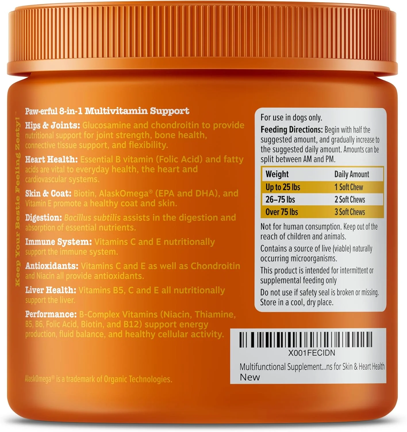 Zesty Paws Multivitamin Treats for Dogs - Glucosamine Chondroitin for Joint Support + Digestive Enzymes & Probiotics - Grain Free Dog Vitamin for Skin & Coat + Immune Health - Chicken Flavor - 90ct - Image 7