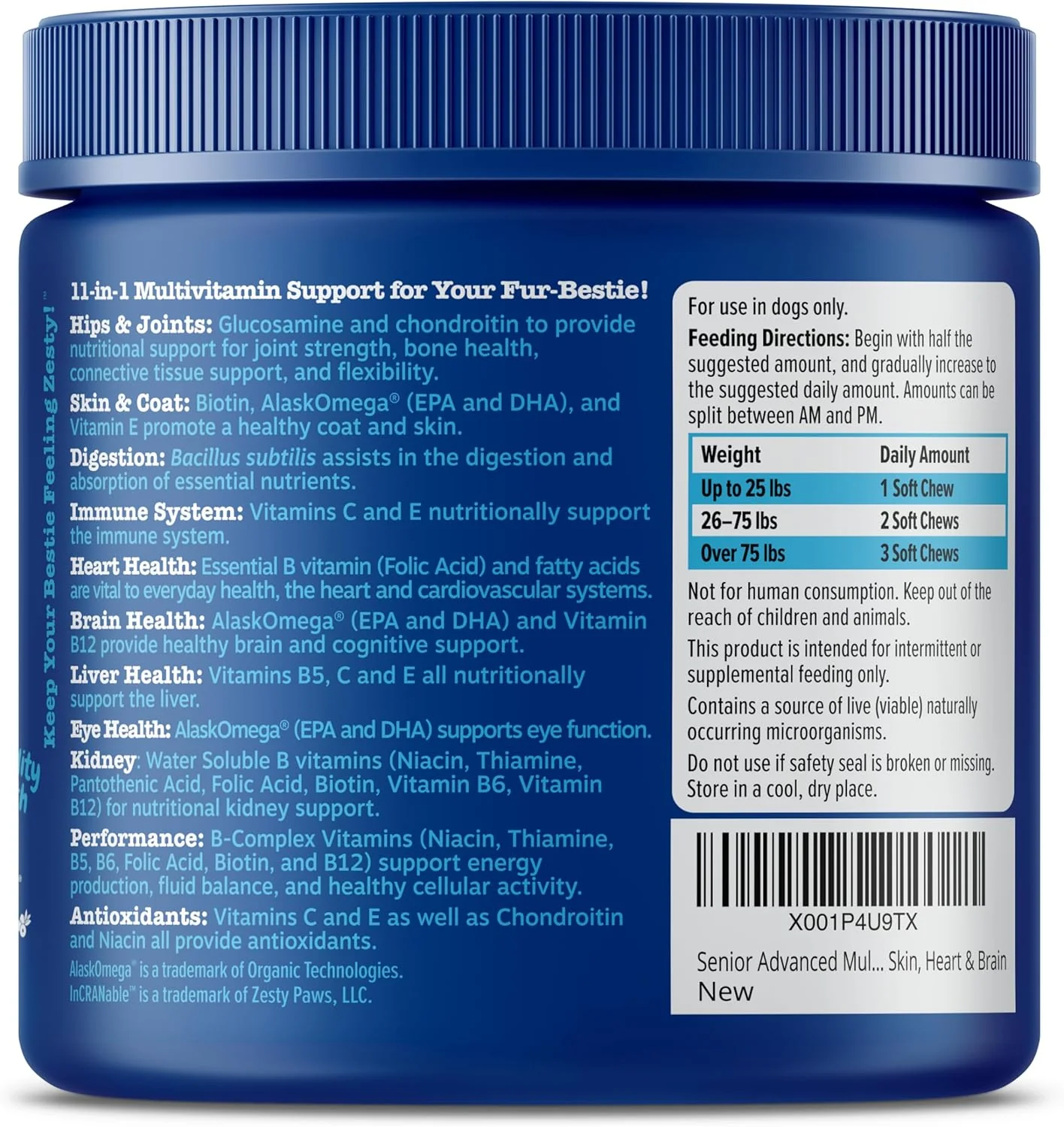 Zesty Paws Senior Dog Multivitamin Treats - Glucosamine for Dogs + Digestive Enzymes & Probiotics - Grain Free Dog Vitamins and Supplements for Skin & Coat + Immune Health Chicken - Advanced - 90ct - Image 6