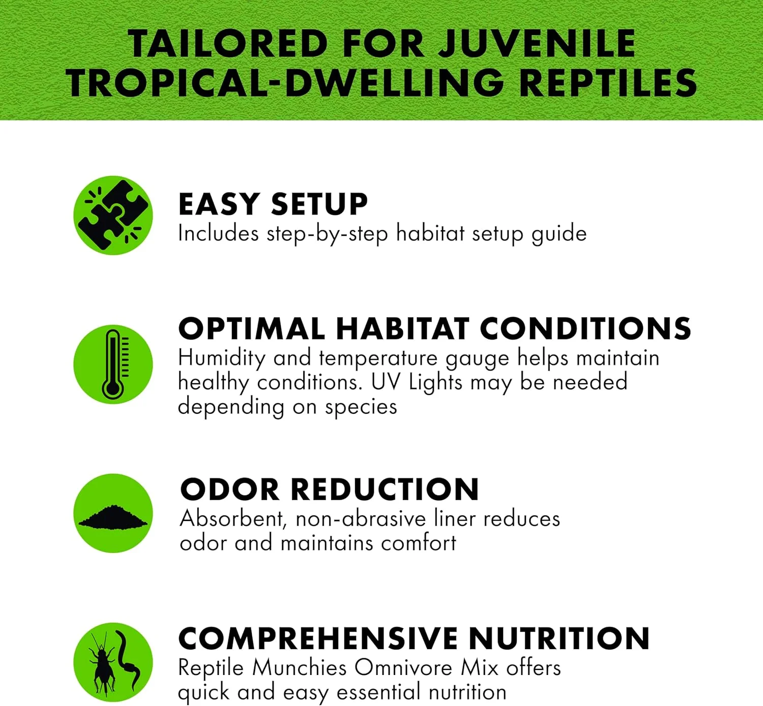 Zilla Tropical Habitat Accessory Kit, Starter Kit for Reptiles, Easy Start for Tropical-Dwelling Reptiles, Includes Lighting, Heating, Bedding and Food, Ideal for Size 10G Terrariums - Image 3