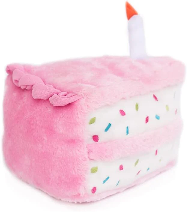 ZippyPaws Birthday Gifts for Dogs - Pink Birthday Cake Slice, Plush Squeaky Dog Toy, Dog Birthday Party Supplies for Boys & Girls - Image 4