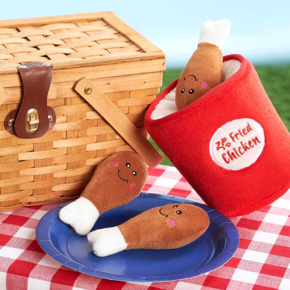 ZippyPaws Burrow- Interactive Dog & Puppy Toys for Boredom, Stimulating Pet Products to Keep Them Busy, Hide & Seek Plush Puzzles, Squeaky Toy for Enrichment, for Small & Medium Dogs- Chicken Bucket - Image 2