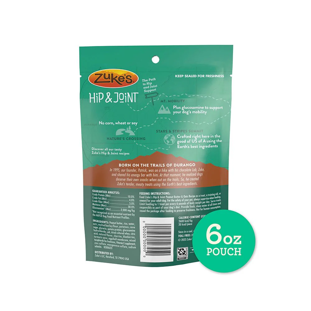 Zuke's® Hip and Joint® Peanut Butter & Oats Recipe Dog Treat, 6oz - Image 2