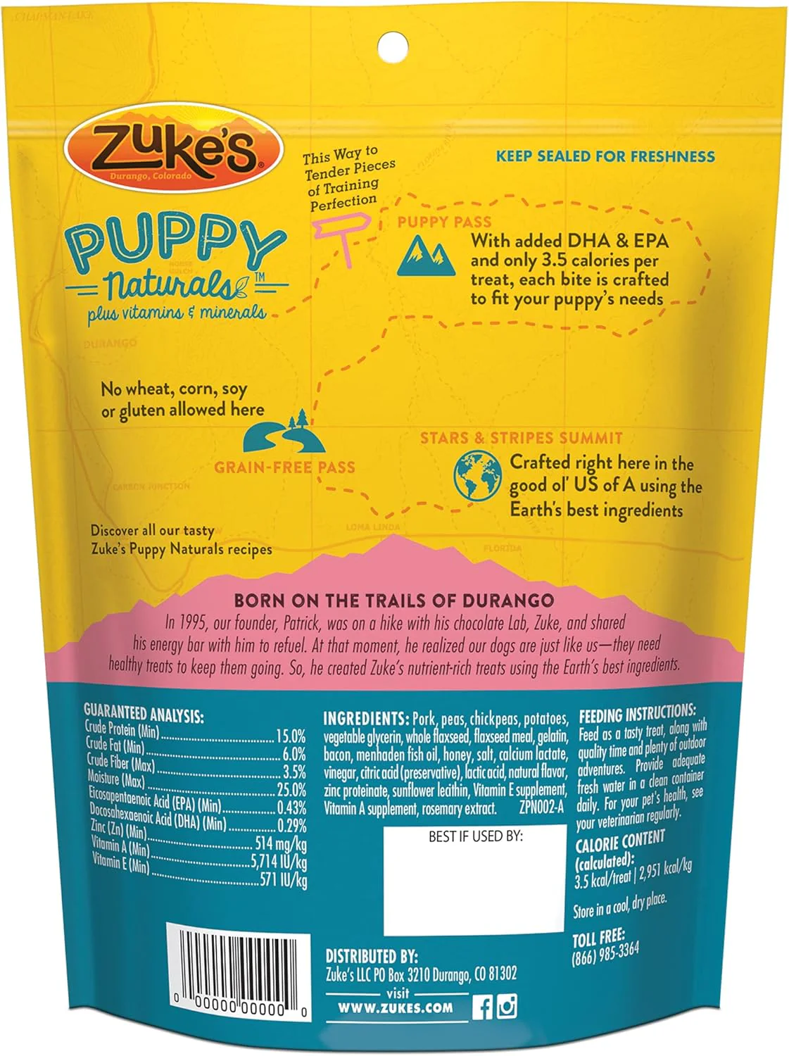 Zuke's Puppy Naturals Dog Training Treats, Pork & Chickpea Recipe, Nutrient - Image 3