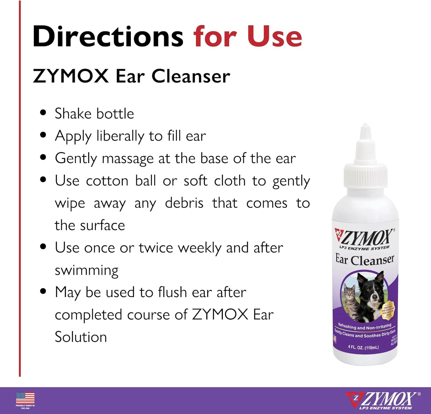Zymox Ear Cleanser Solution for Dogs and Cats, 4oz - Image 6