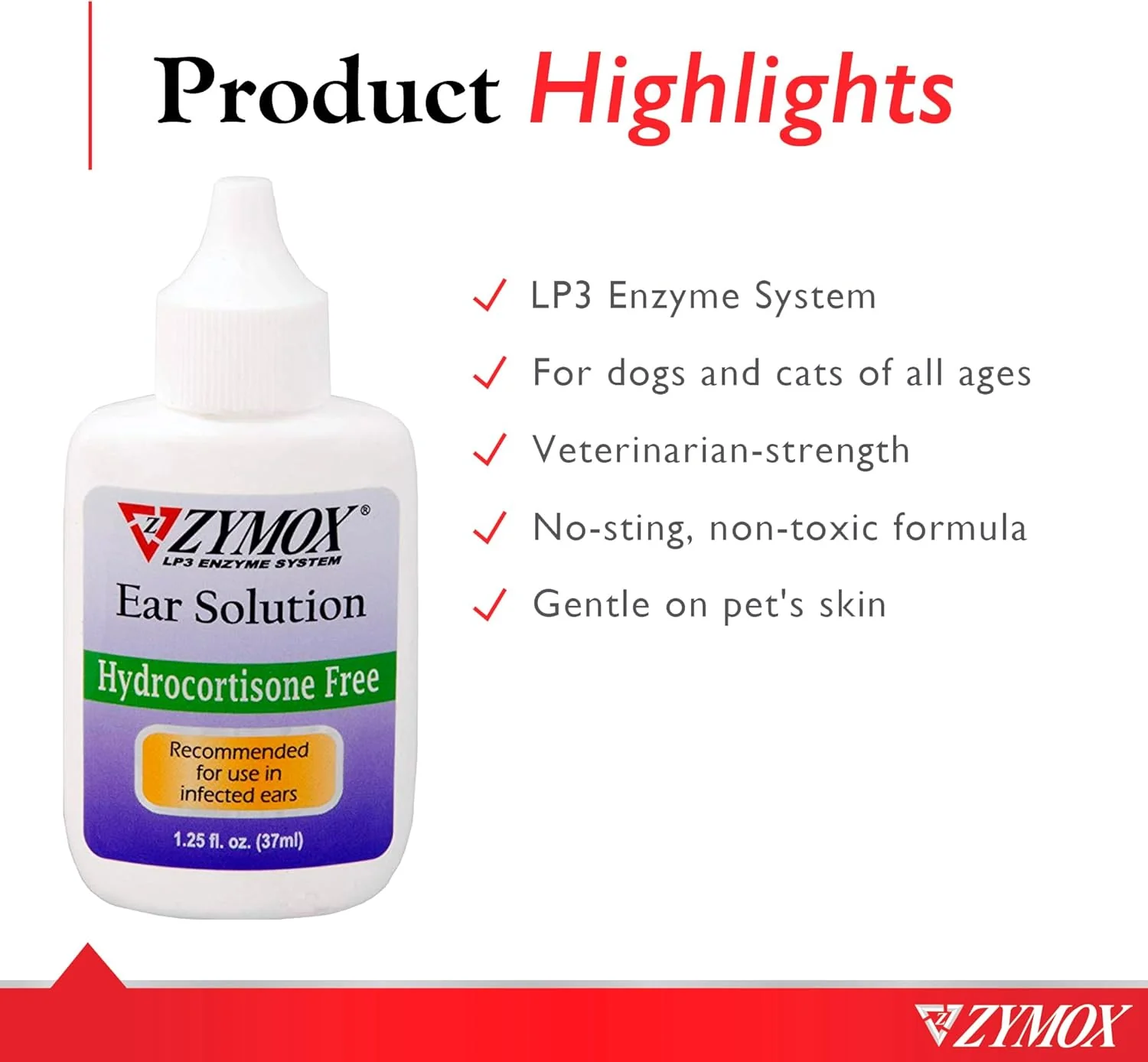 Zymox Otic Enzymatic Ear Solution for Dogs and Cats to Soothe Ear Infections Without Hydrocortisone, 1.25oz - Image 3